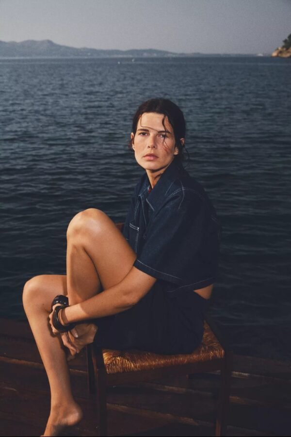 DENIM SHIRT AND SKORT SET