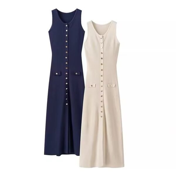 LONG BUTTONED KNIT DRESS