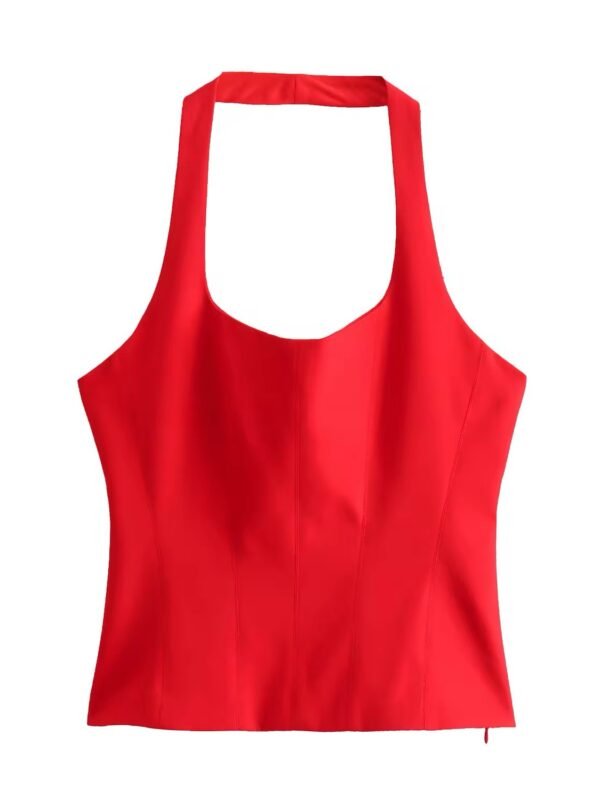 HALTER NECK CORSET TOP - Small, Red