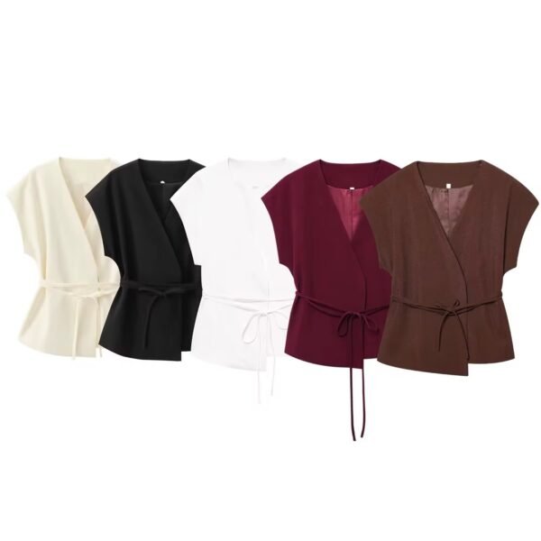 BELTED V-NECK TOP
