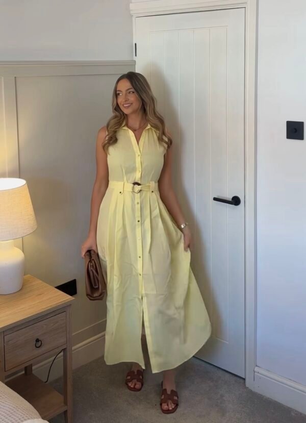 POPLIN MAXI DRESS WITH BELT