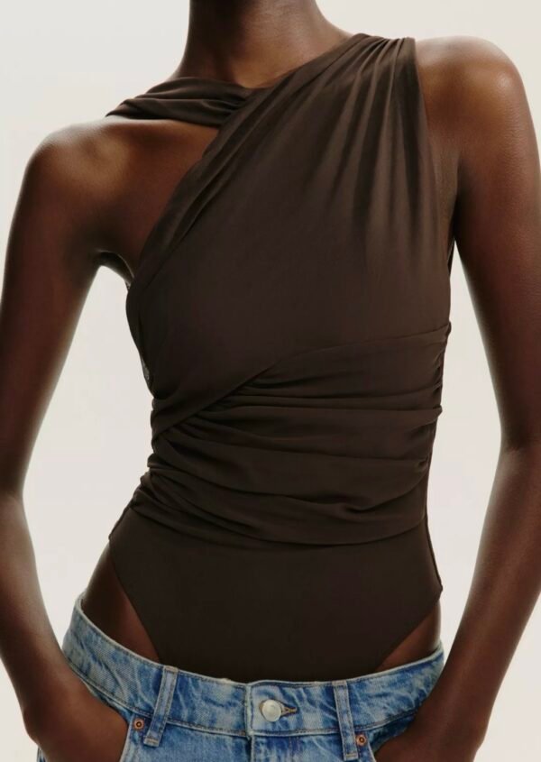 DRAPED ASYMMETRIC BODYSUIT