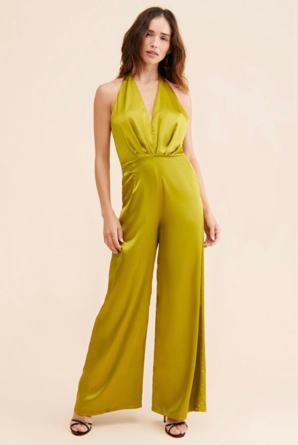 SATIN HALTER-NECK JUMPSUIT